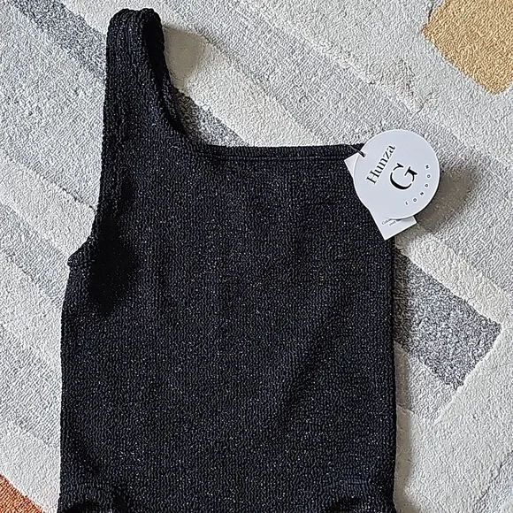 NWT Hunza G Nancy One Piece swimsuit in black and gold metallic - Picture 7 of 8